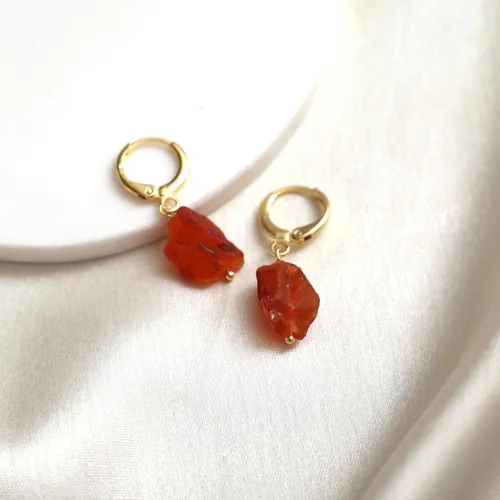 Vista 51 de Gempires Handmade Gemstone Hoop Earrings Raw Crystal Dangle Jewelry Hypoallergenic Gold Plated Lightweight Elegant Jewelry Gifts For Women