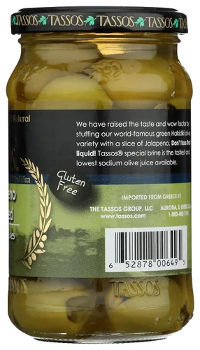 Vista 7 de TASSOS Aceitunas rellenas de jalapeño, 12.73 onzas