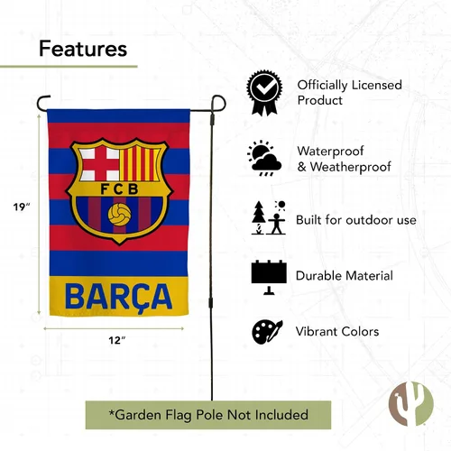 Vista 4 de Desert Cactus Bandera de jardín del FC Barcelona FCB – 19 x 12 pulgadas, bandera de fútbol Barcelona Barça Barça Barça, para exhibición al aire