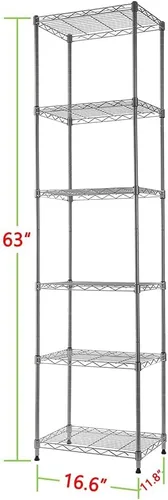 Vista 3 de REGILLER Estante de almacenamiento de acero con 6 alambres, estantes ajustables para lavandería, baño, cocina, despensa, armario