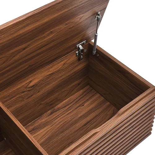 Vista 5 de Modway Render - Banco de almacenamiento de grano de madera de 47 pulgadas en nogal