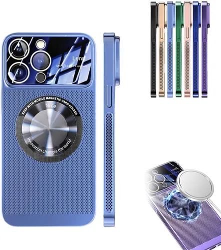 Vista 11 de Funda magnética de disipación de calor galvanizada para iPhone 13 14 Plus Pro Max, funda de refrigeración magnética sin marco para ventana grande