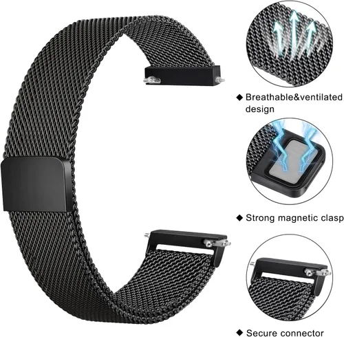 Vista 2 de Amzpas Bandas de metal para Amazfit Bip U Pro/Bip U/Bip 3 Pro/Bip 3/Bip S / Bip S Lite/Bip Lite, correa de repuesto ajustable de acero inoxidable