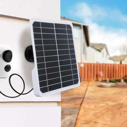Vista 4 de AUNMAS Panel solar monocristalino de 20 W para cámara de seguridad al aire libre, 5 V, impermeable, ajustable, montaje en pared con cable de 9.8 pies