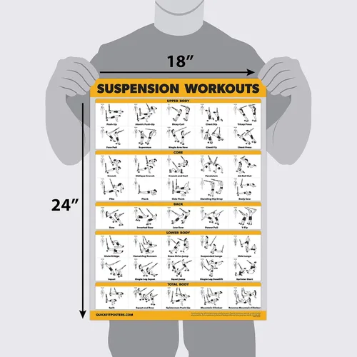 Vista 2 de Palace Learning Paquete de 4 pósteres de entrenamiento de suspensión volumen 1, 2 y 3 + tabla de ejercicios de peso corporal – Juego de 4 pósteres
