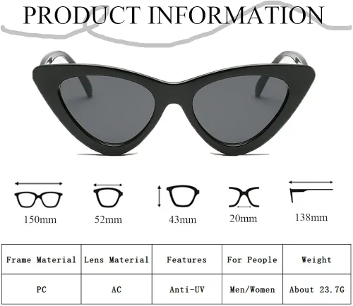 Vista 4 de FBHLZ Gafas de sol de ojo de gato retro para mujer, gafas de sol angostas ojo de gato, gafas de sol retro, accesorios de verano