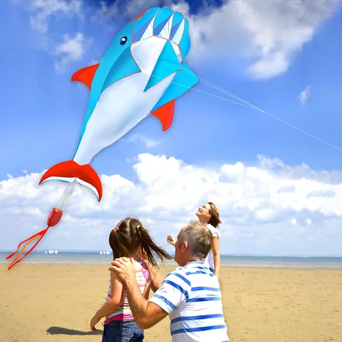 Vista 6 de HENGDA KITE 3D Kite for Kids and Adults,Easy to Fly,Excellent Fabric and Structure Design，Huge Frameless Soft Parafoil Giant Whales Dolphins Kite