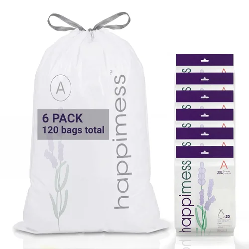 Vista 13 de happimess Bolsas de basura con cordón de 8 galones (30 litros), sin perfume, transparentes, resistentes para cocina y hogar, ajuste personalizado