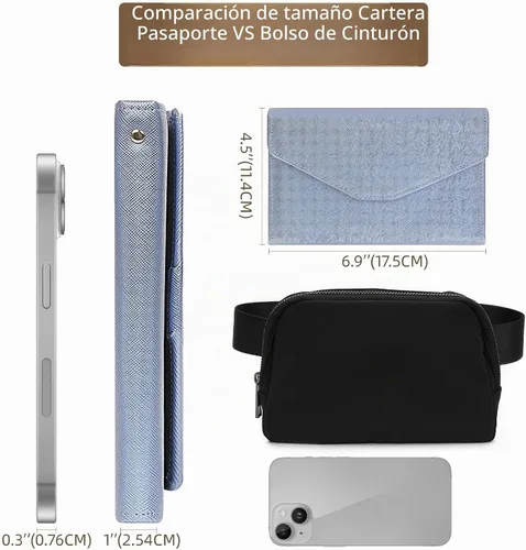 Vista 3 de ZOPPEN Cartera de viaje con bloqueo RFID multiuso (Ver.4) Portatarjetas de pasaporte y vacunación ComboTri-fold Document Organizer Travel #15 Azul
