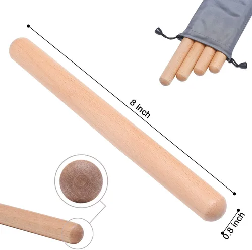 Vista 3 de Juego de 8 instrumentos de percusión musical, incluye 4 palos de ritmo de 8 pulgadas, clavos de madera y 4 agitadores de huevos de madera