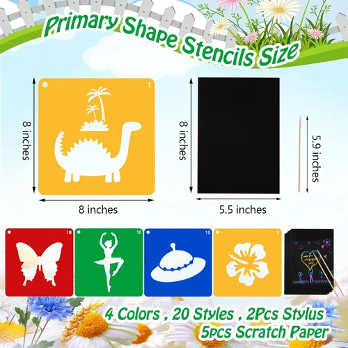 Vista 3 de 20 plantillas para niños para pintar plantillas de tiza de 8 pulgadas