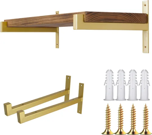 Vista 8 de OVOV 2 Piezas Soportes de Estante de Acero Resistente Montados en Pared Soportes de Estante de Metal Industrial Negro Mate 6 Pulgadas