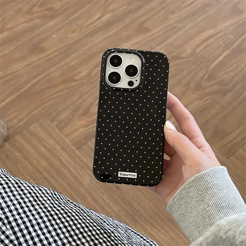 Vista 4 de inewateri Funda compatible con iPhone 11 con bonito diseño estético de lunares a la moda, fundas simples para TPU suave, funda de protección Negro