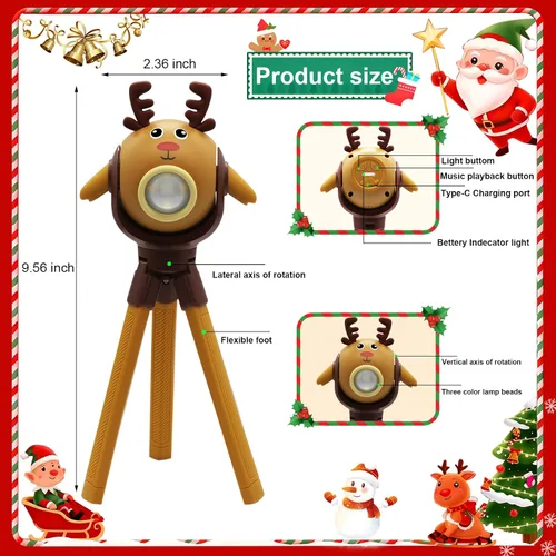 Vista 5 de Linterna de Navidad para niños, juguete de regalo - Papá Noel, pulpo plegable con soporte, LED con 8 modos de color y 8 canciones, regalo para niños
