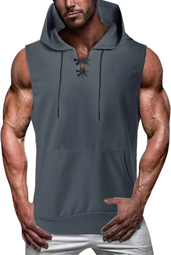 Vista 3 de Aiouios Camiseta sin mangas de secado rápido con encaje para hombre