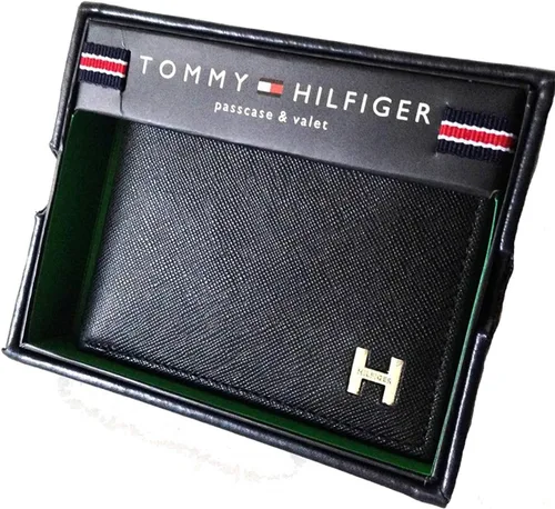 Vista 4 de Tommy Hilfiger Billetera Billetera Billfold de cuero para hombre con tarjeta de crédito (azul marino), Negro