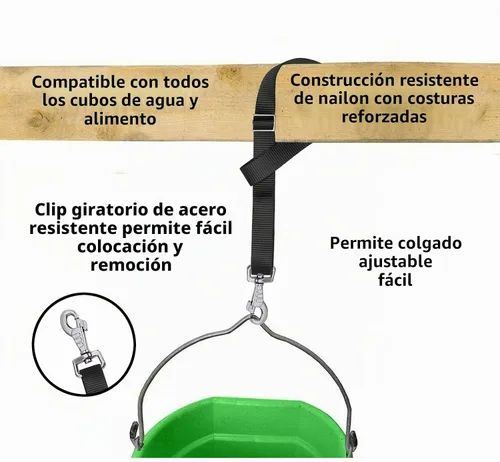 Vista 3 de Rosemarie Perchas de correa de cubo para caballo, proveedores de caballos, correas de nailon ajustables de hasta 700 libras para redes de heno
