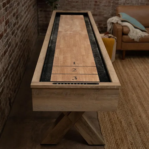Vista 6 de American Legend Mesa de Shuffleboard LED con Superficie de Buffet - Estilo Moderno - Rieles LED que se Iluminan - Superficie de Buffet con Diseño