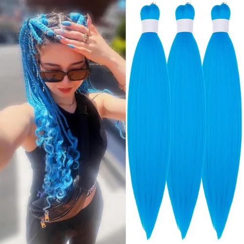 Vista 76 de Pelo corto negro trenzado preestirado de 14 pulgadas para trenzas sin nudos, pelo sintético 1B trenzado para trenzas Bob Box