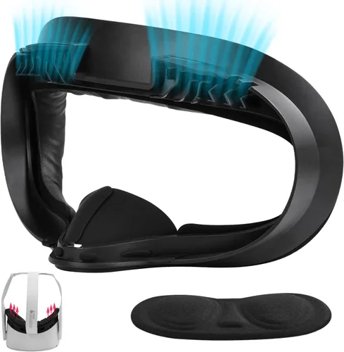 Vista 2 de TechKen Almohadilla facial VR para Oculus Quest 2 y batería de 5000 mAh para Oculus Quest 2