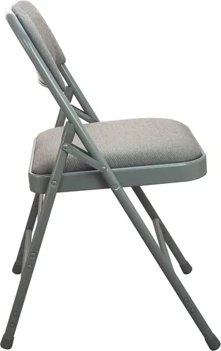 Vista 4 de EMMA + OLIVER Paquete de 2 sillas plegables de metal acolchado gris con asiento de tela