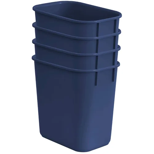 Vista 3 de Acrimet Papelera para escritorio, 3.25 galones, 13 cuartos de galón, 12 litros, basurero (plástico) (color azul) (juego de 4)