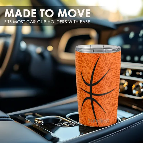 Vista 6 de SANDJEST Vaso de baloncesto con aislamiento de acero inoxidable de 20 onzas, taza de café de viaje, vasos deportivos, regalos para amantes