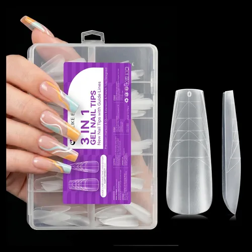 Vista 12 de Gelike EC Kit de puntas de uñas de gel suave de cobertura completa para extensiones de uñas, 552 piezas de puntas de gel cuadradas medianas