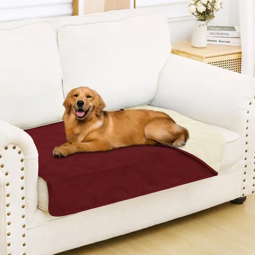 Vista 71 de Smiry Funda impermeable para cama de perro, manta reversible para mascotas para sofá Manta suave lavable para perro, funda a prueba de fugas