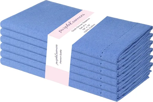 Vista 27 de PurpleEssences Juego de 6 servilletas de tela de vainica, 100% algodón, suaves, duraderas, lavables, ideales para bodas, Navidad, vacaciones