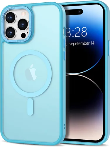 Vista 29 de Anuck - Funda magnética para iPhone 11 compatible con MagSafe, carcasa trasera mate translúcida dura, borde de TPU, delgada, resistente a impactos
