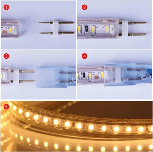 Vista 9 de Tira de luces LED 5050-60 tipo CA de 110-120 V, flexible, impermeable, regulable, multimodos de luz LED + control remoto de 23 teclas para Blanco