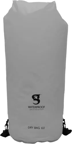 Vista 12 de geckobrands Bolsa seca de lona – Bolsa impermeable de PVC con mosquetón para almacenamiento seguro, para canotaje, kayak, camping Gris