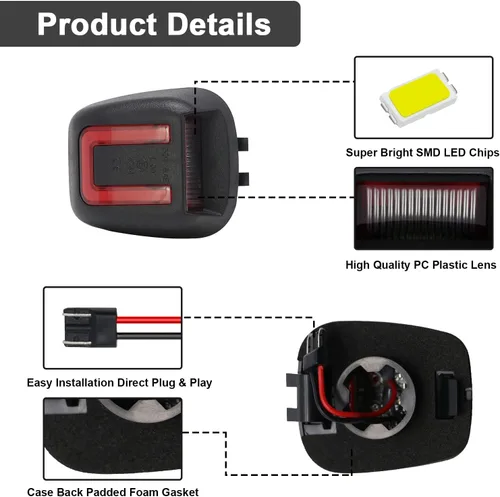 Vista 6 de Luces LED de matrícula compatibles con Frontier 2007-2019, para Titan/Xterra 2007-2015, Armada 2008-2015, para Equator 2009-2012 18 SMD 6500K luces