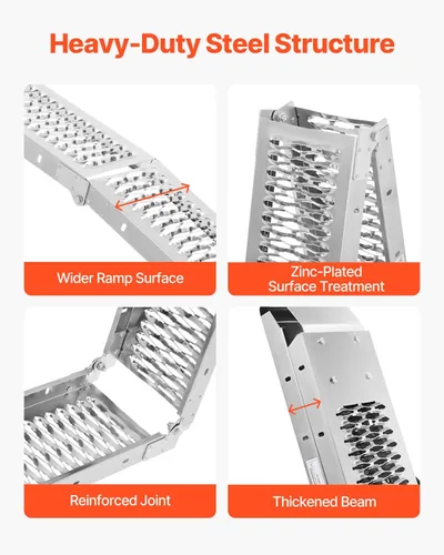 Vista 3 de VEVOR Rampas de acero, 1000 libras, 2 rampas resistentes con superficie de rampa más ancha, rampa de carga estable universal con asas, apta