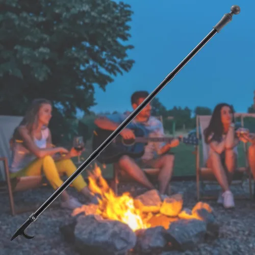 Vista 9 de Póquer de fuego para hoguera, póquer de chimenea de 32 pulgadas, póquer largo resistente para chimenea, camping, estufa de leña, uso en exteriores e