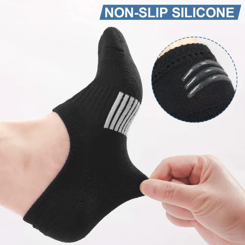 Vista 5 de Calcetines invisibles para mujer, acolchados, de corte bajo, atléticos, ocultos, para tenis, tobillos, calcetines invisibles para correr, 46 pares