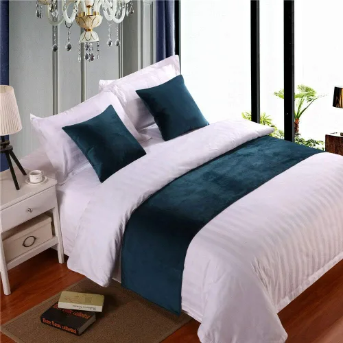 Vista 22 de Pañuelo de terciopelo de lujo, toalla de cola de cama, decoración de ropa de cama para el hogar, hotel, dormitorio