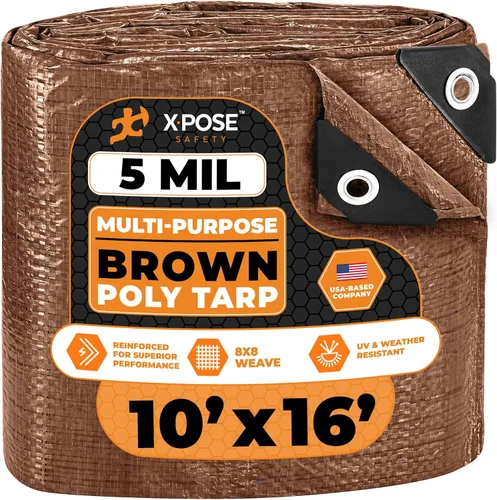Vista 112 de Xpose Safety - Lona de polietileno ligera azul – Funda protectora multiusos, paño de goteo – duradero, impermeable, resistente a la intemperie