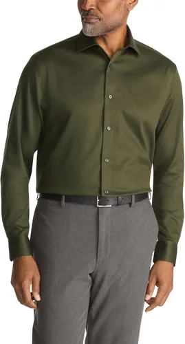 Vista 10 de Calvin Klein Camisa de vestir para hombre, ajuste regular, sin planchado, elástica, sólida Ceniza