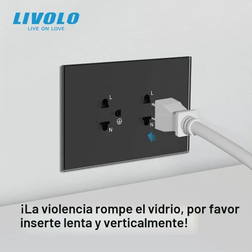 Vista 3 de LIVOLO Receptáculo dúplex resistente a manipulaciones blanco Toma de pared eléctrica decorativa estándar con panel de vidrio templado AU/US Standard