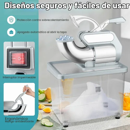 Vista 5 de Máquina de cono de nieve ARLIME, máquina de hielo afeitada comercial de 660 LBS/H 300W Plateado