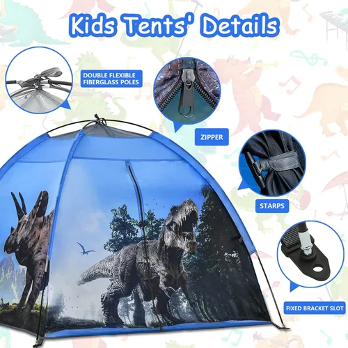 Vista 7 de Tienda de juegos para niños con dinosaurios, juguetes de dinosaurios para niños, tienda de campaña desplegable para diversión en interiores