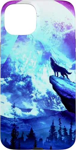 Vista 9 de Funda para iPhone 16 Wolf Mountain Pine Forest Moon Purple Galaxy