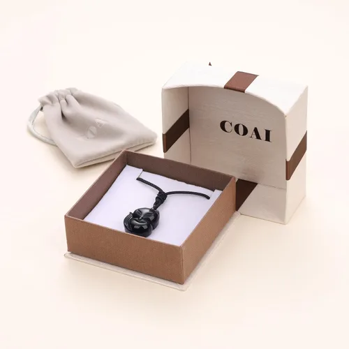 Vista 6 de COAI Collar con dije de zorro de piedra para hombre y mujer