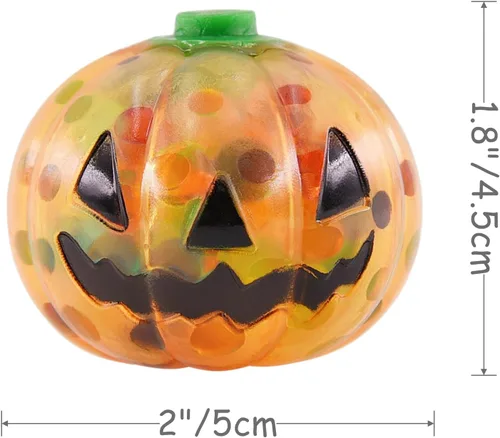 Vista 4 de Eavotoy Paquete de 12 calabazas de Halloween, bolas antiestrés, juguetes para la ansiedad, juguetes esponjosos, juguetes para fiestas de Halloween