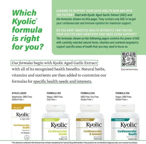 Vista 6 de Kyolic - Extracto de ajo envejecido Fórmula 300 - Salud cardiovascular - Suplemento de extracto de ajo envejecido biodisponible - Apoya la función