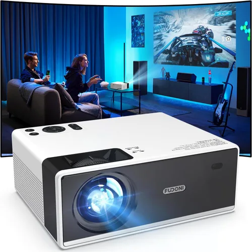 Vista 9 de 【28000 lúmenes de alta luminosidad】Proyector con WiFi 5G y Bluetooth, proyector de cine al aire libre mejorado compatible con 4K, zoom máximo