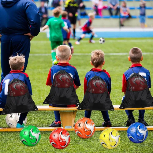 Vista 6 de Ceenna Balón de fútbol a granel con bolsa de bomba cosida a máquina de fútbol desinflado para entrenamiento deportivo al aire libre práctica de juego