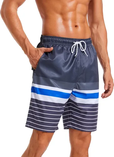 Vista 2 de difficort Traje de baño para hombre con forro de compresión de secado rápido con bolsillos con cremallera